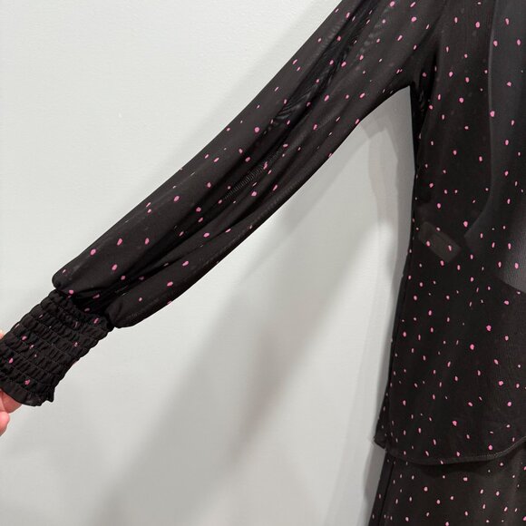 Cabi 2 Pc Wide Leg Crop Pants Set Impetuous Black Pink Micro Dot Retro Size S - Picture 6 of 14